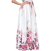Afibi Women Floral Long Skirts Chiffon Summer Beach High Waisted Maxi Skirts