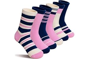 Kids Girls Socks Athletic Sport Breathable Soft Cotton Youth Girsl Crew Socks 6 Pairs