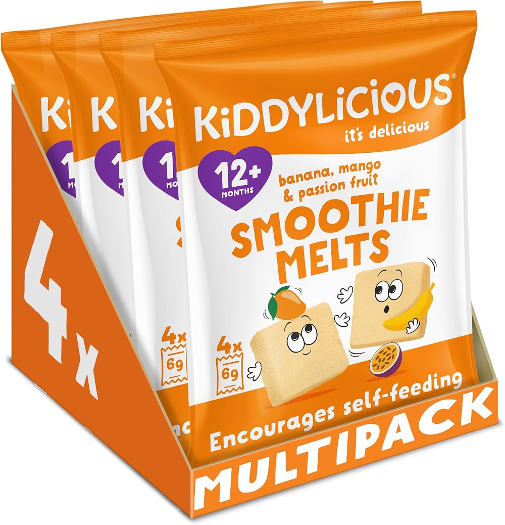 Kiddylicious Banana Mango Passionfruit Smoothie Melts 4x4 Snack Packs