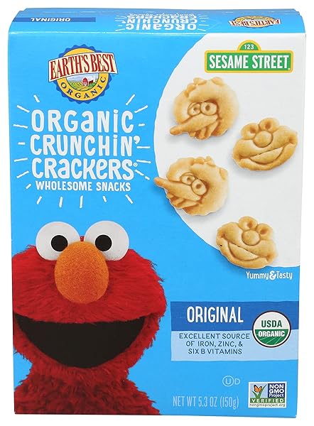 EARTH’S BEST ORGANIC SESAME STREET TODDLER CRUNCHIN’ CRACKERS,...