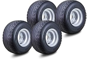 ROADGUIDER Golf Cart Tire Wheel Assembly 18X8.5-8 installed 4 Lugs on 4" PCD Silver Rim, Set 4-14039