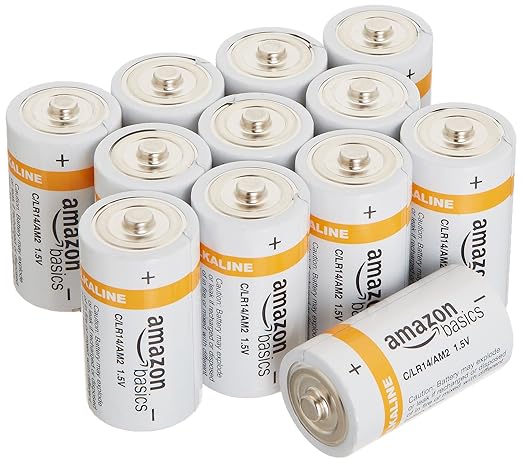 title=AmazonBasics- Pile Alcaline C, confezione da 12