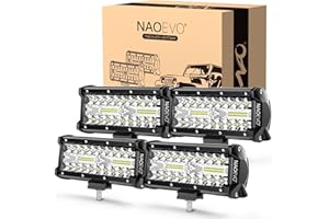 NAOEVO 7 inch LED Light Bar, 480W 48,000LM Offroad Fog/Driving Lights LED Tractor Lights with Spot Flood Combo Beam, Waterpro
