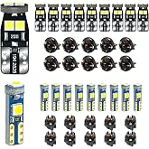 White T5 37 74 2721 PC74 PC37 PC175 PC194 LED Dashboard Instrument Light | 12V with Socket Replacement 73 2723 T10 158 168 194 2825 PC118 PC168 PC195 PC160 PC161 Cluster Panel Gauge Indicator Bulb