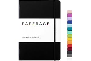 PAPERAGE Dotted Journal Notebook, (Black), 160 Pages, Medium 5.7 inches x 8 inches - 100 gsm Thick Paper, Hardcover