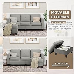 JAMFLY Convertible Sectional Couches for Living