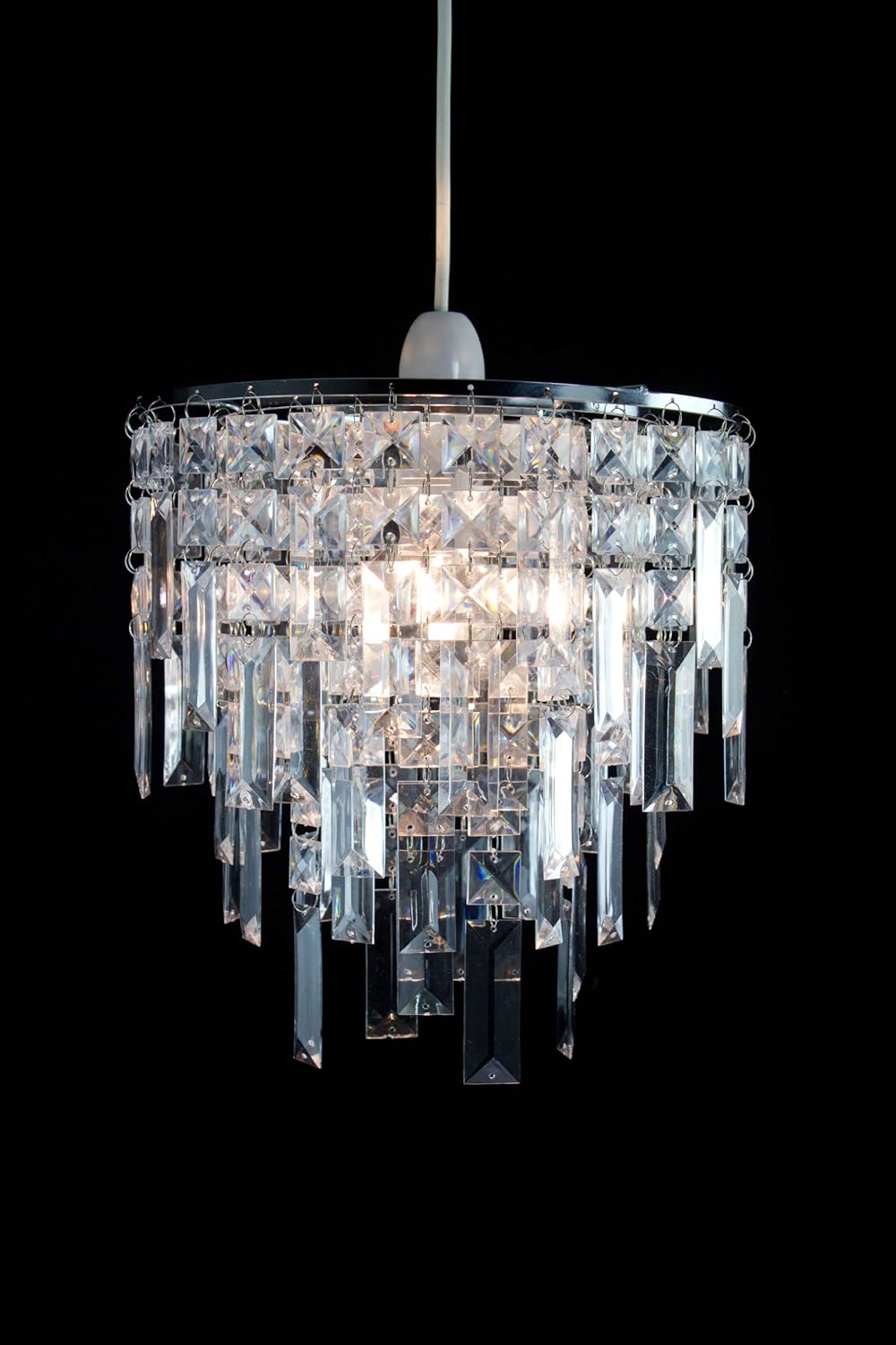 Three Tier Clear Prism Droplet Pendant Shade Chandelier Light