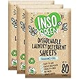 Eco Laundry Sheets Detergent - Unscented 3Pack 240Loads - Zero Plastic Packaging - Travel Laundry Detergent - 120 Sheets