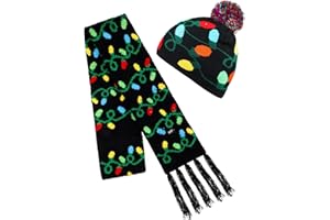 SATINIOR 2 Pieces Christmas LED Light-up Hats Xmas Light Up Scarf for Christmas Party
