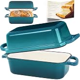 Articasting Cast Iron Loaf Pan with Lid, 9x5 Loaf Pans for Homemade Bread | Cast Iron Bread Pan for Sourdough Baking, 9x5 Loaf Pan with 2-In-1 Design, Even Heat Distribution, Teal Enameled