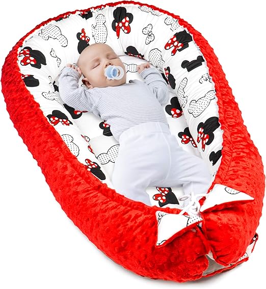 Amazinggirl Reducteur Lit Bebe Matelas Cocoon Cale Bebe Pour Lit Baby Nest Coton Avec Minky Minky Bleu Avec Motif Ours Blanc Et Bleu 90 X 50 Cm Matelas Et Linge De Lit