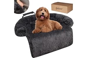 Ladadee Dog Couch Calming Bed Protector Cover Waterproof, Pet Couch Sofa Cover for Dogs, Dogs Landing Sofa Bed Protector Cover, with Neck Bolster, Fluffy Plush Dog Bed Mat for Dogs and Cats