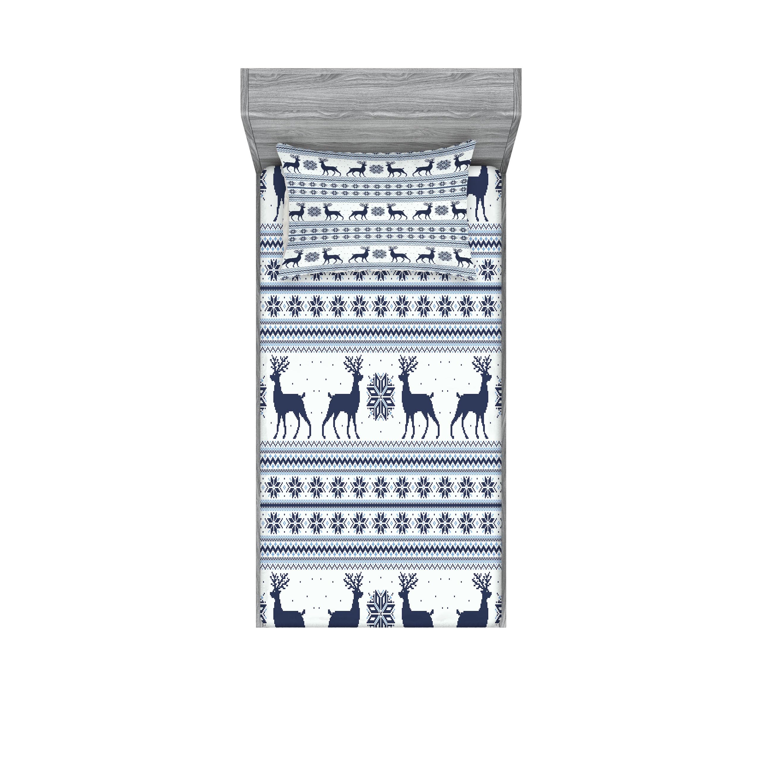 Ambesonne Nordic Fitted Sheet & Pillow Sham