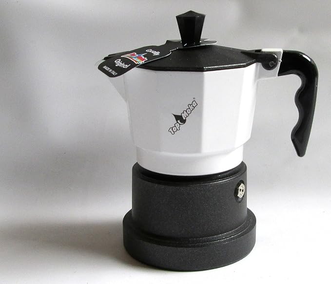 Top Moka "Top" Aluminium Coffee Maker, White with Teflon Boiler