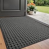 LUMI Washable Door Mat Indoor Entrance 24x36, Dirt Trapper Front Door Mats with Absorbent Interior and Non-Slip Rubber Backing, Entryway Doormat, Grey