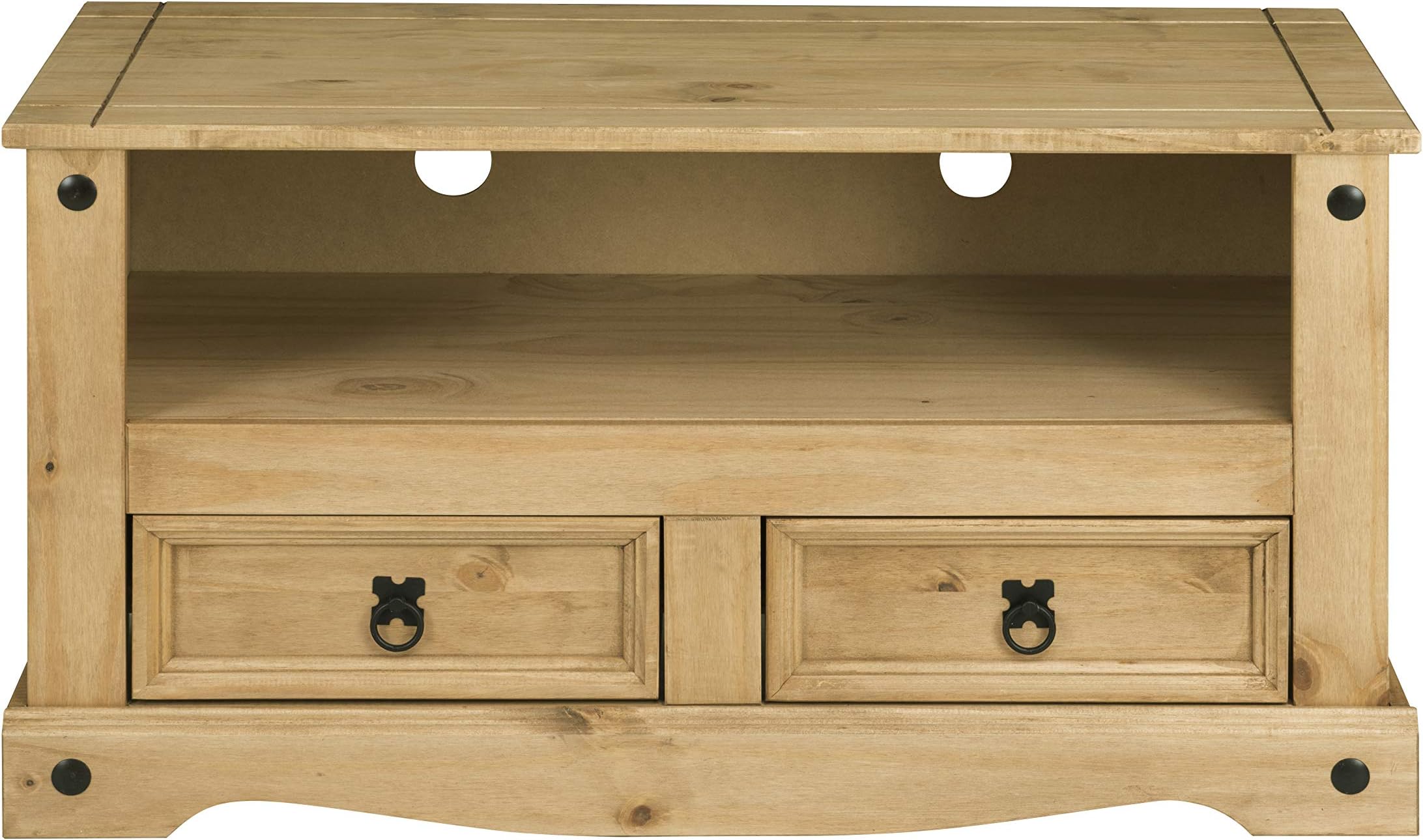Flat Screen TV Unit | TV Stand | Corona Mexican Pine TV Table | 2 Drawers | Rustic Design