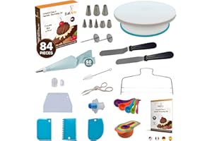 Ultimate Cake Decorating Kit – 204Pcs Cake & Cupcake Decoration Supplies Set with Cake Decorating Turntable, Easy to Use Turn