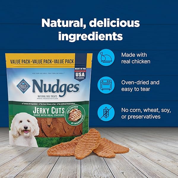 BLUE BUFFALO NUDGES JERKY CUTS NATURAL DOG TREATS CHICKEN
