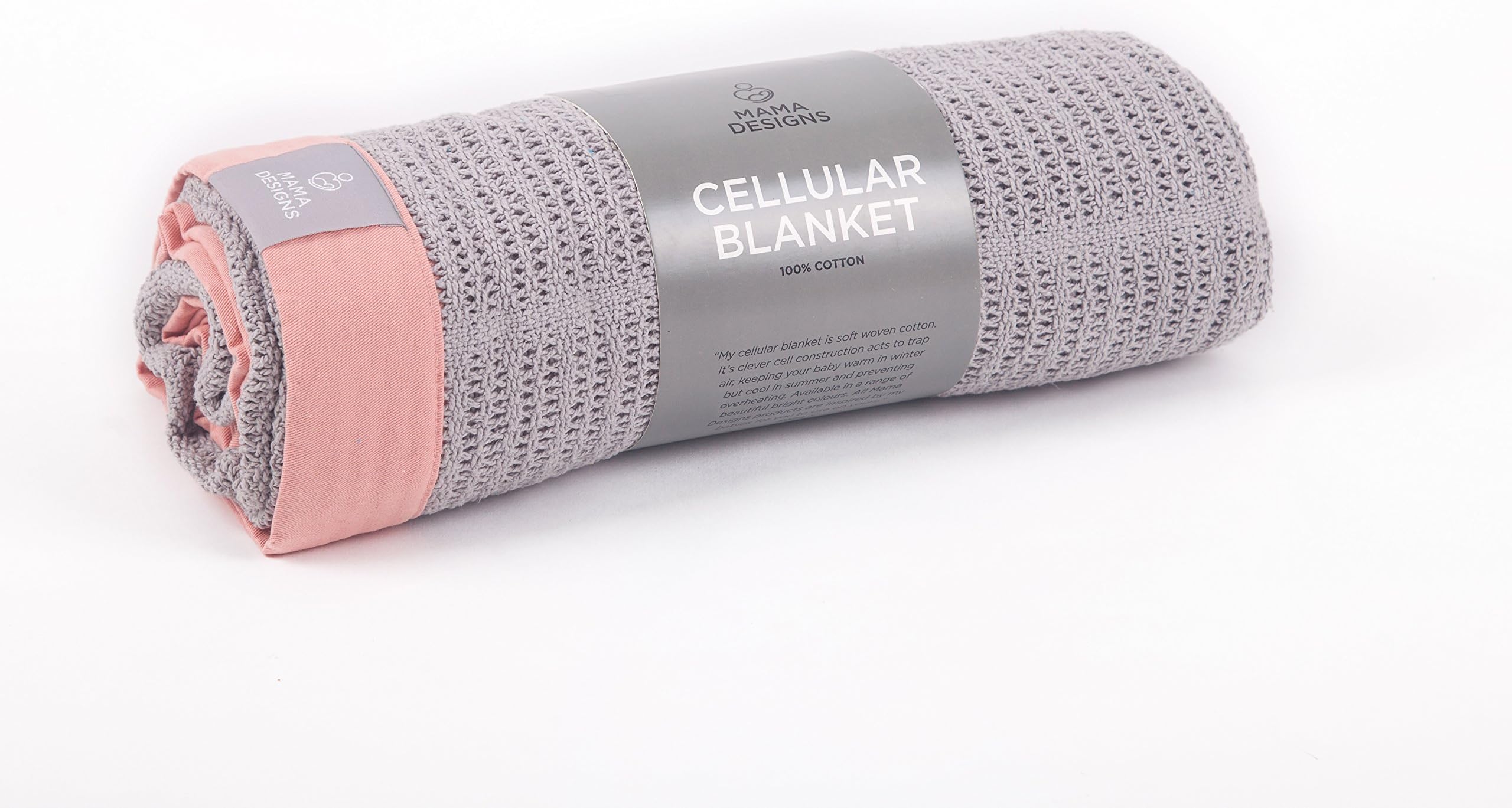 Deluxe Organic Cotton Cellular Baby Blanket - Cot blanket or Cot bed -120cm x 100cm (cot, Grey & Pink)