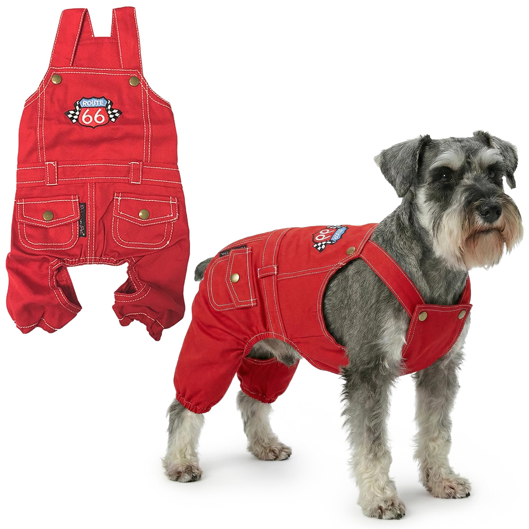 Parisian Pet Dog Clothes Cat Apparel Outfits Route 66 Jumpsuit, 2XL