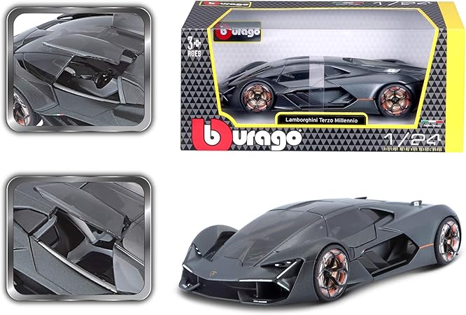 Amazon Com Lamborghini Terzo Millennio Lime Green With Black Top And Carbon Accents 1 24 Diecast Model Car By Bburago 21094 Toys Games