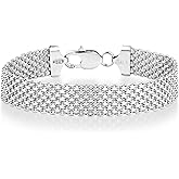 Miabella Solid 925 Sterling Silver Italian 12mm Mesh Link Chain Bracelet for Women Men, Made in Italy