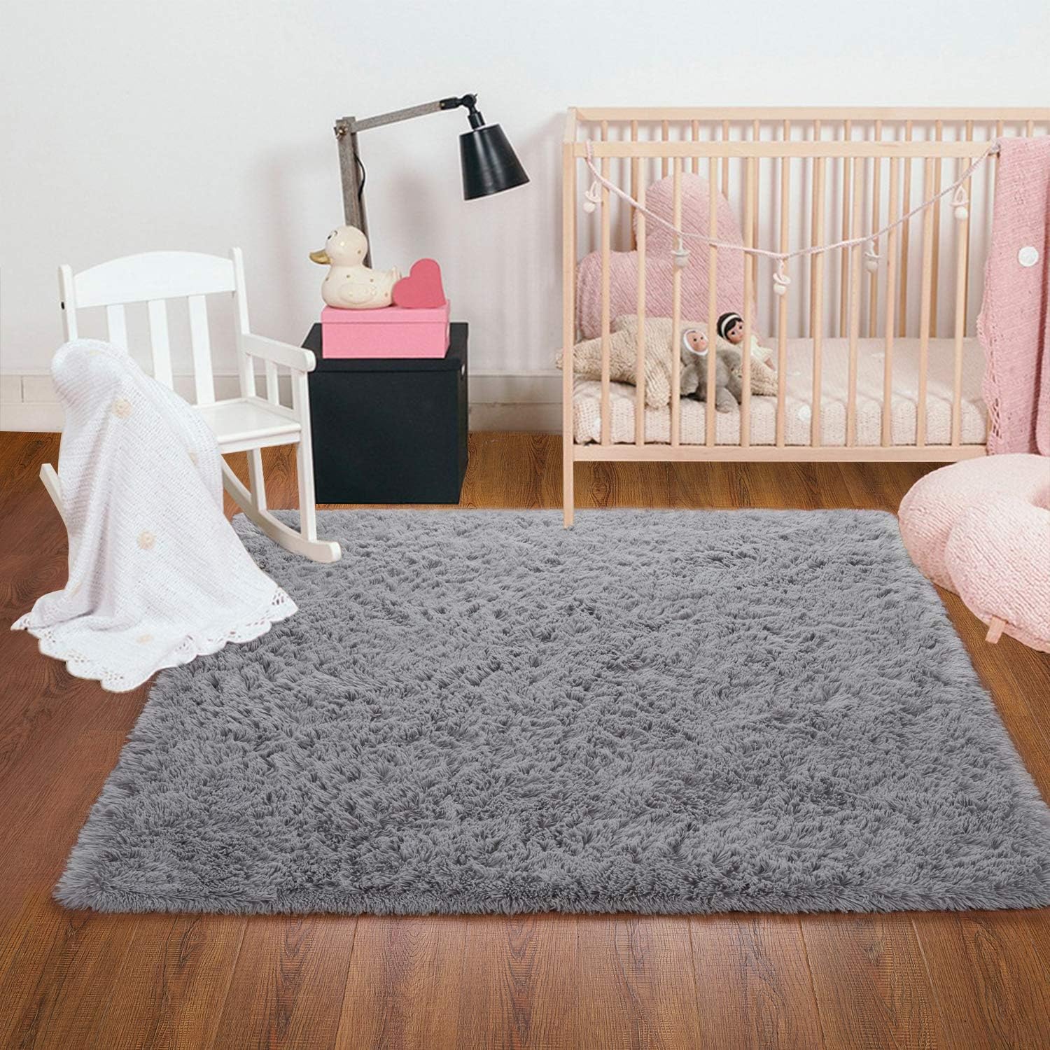 gray nursery rug