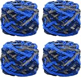 TSLBW Knitting Yarn 4x100g Multi Colored Soft Chunky Chenille