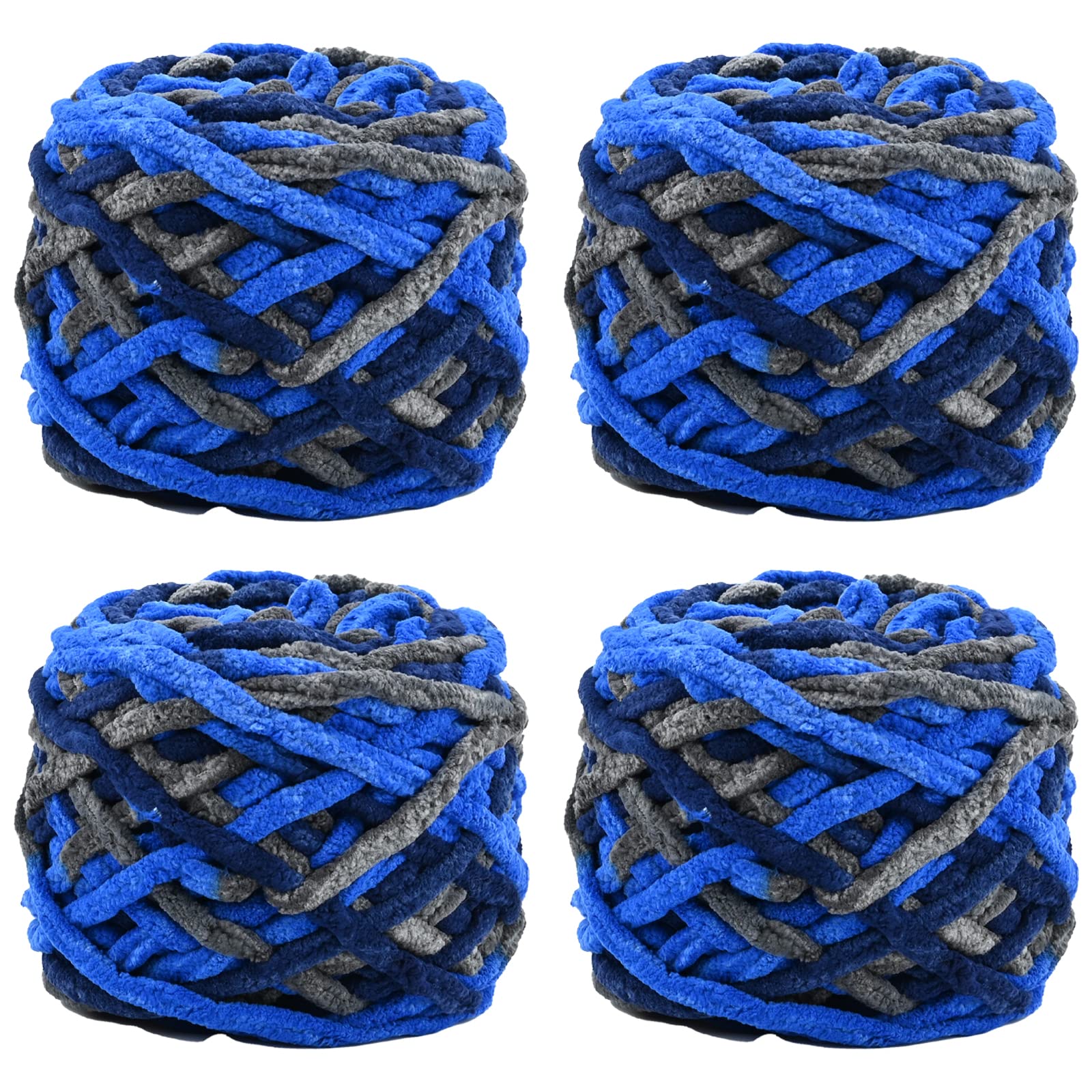 Knitting Wool Yarn 4 x 100g Multi-Colored Soft Chunky Yarn for Crochet Projects Making Plush Balls Handmade Bags Sweaters Shoes Hats Sweaters Blankets Scarves — image 1