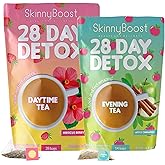 Skinny Boost Detox Tea Kit Slimming Tea for Weight, Metabolism, Energy, Bloating & Colon Cleanse – Green Tea, Herbal, Vegan, Keto, Non-GMO, Sugar-Free-2 PACK –1 Daytime Hibiscus (28 Bags) + 1 Evening Apple -(14 Bags)