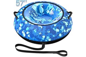 Toffos Snow Tube with Premium Nylon Cover, Heavy Duty Snow Sled for Kids and Adults with Thickened Bottom, Inflatable Cold Resistance Sledding Toboggan Winter Outdoor Skiing Fun Toys