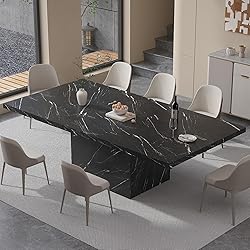 HSH 78” Black Dining Table for 6 to 8, Rectangle