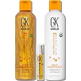 GK Hair Gold Shampoo and Conditioner Duo with Free Argan Oil Serum contains argan Oil, Shea Butter, Natural Oils for Hairs Moisturizing Shine and Protection