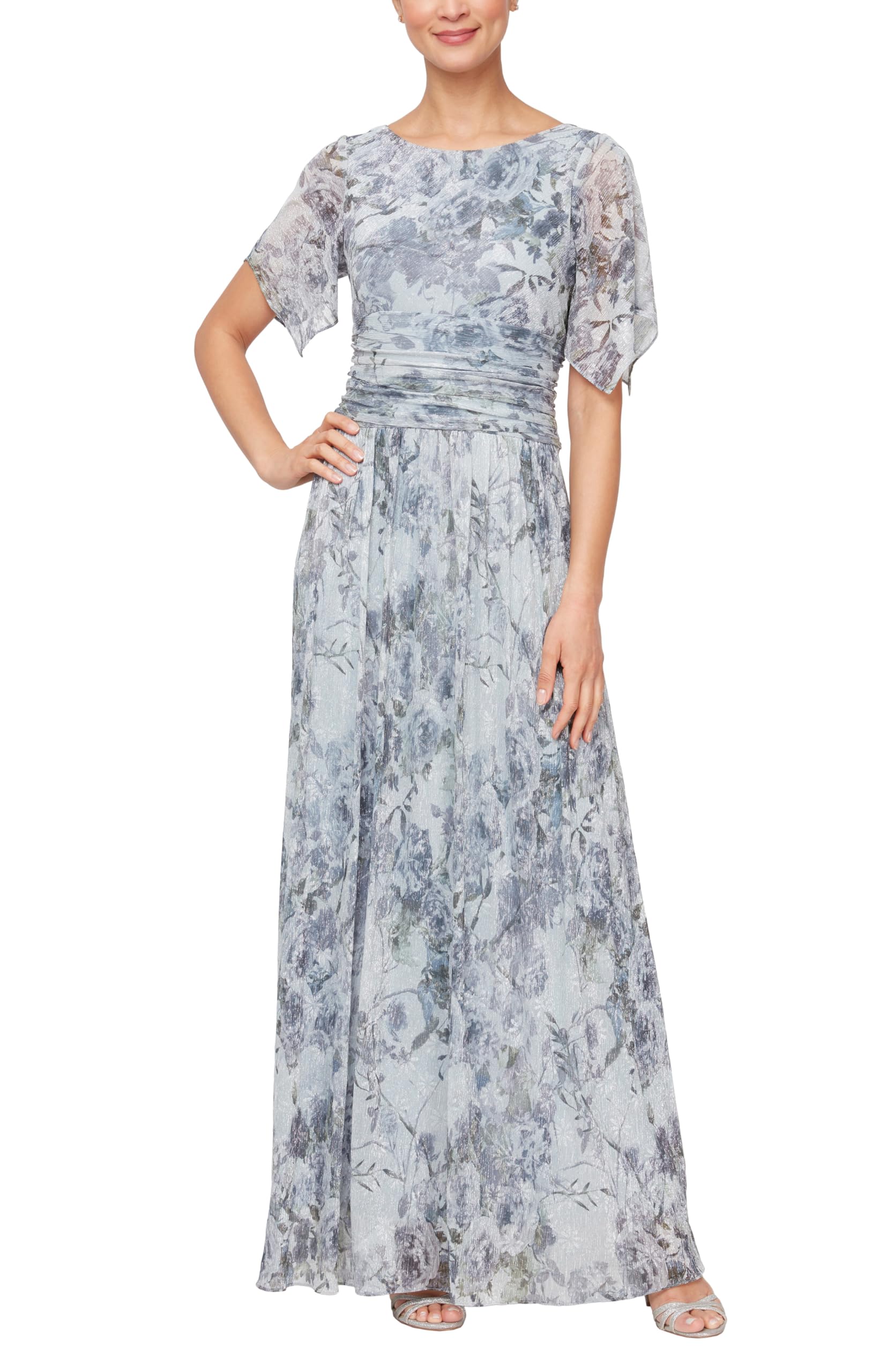 Sleeveless Ruched A-Line Long Gown