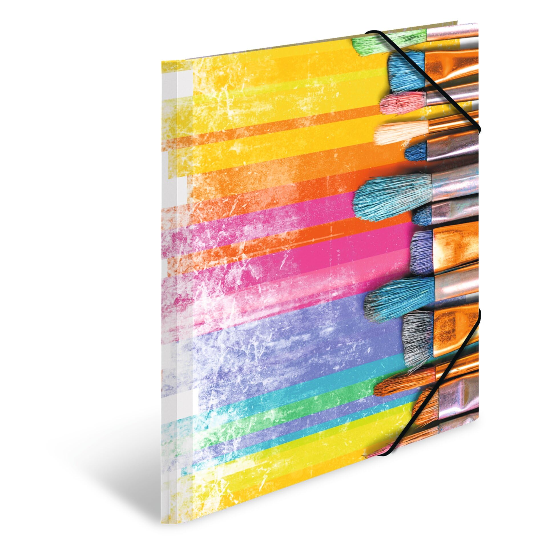 HERMA Portfolio Folder A3 Brush, Children's Corner Folder Made of Cardboard with Art Motif, Elastic Band, Inner Flaps and Inner Print for Boys and Girls