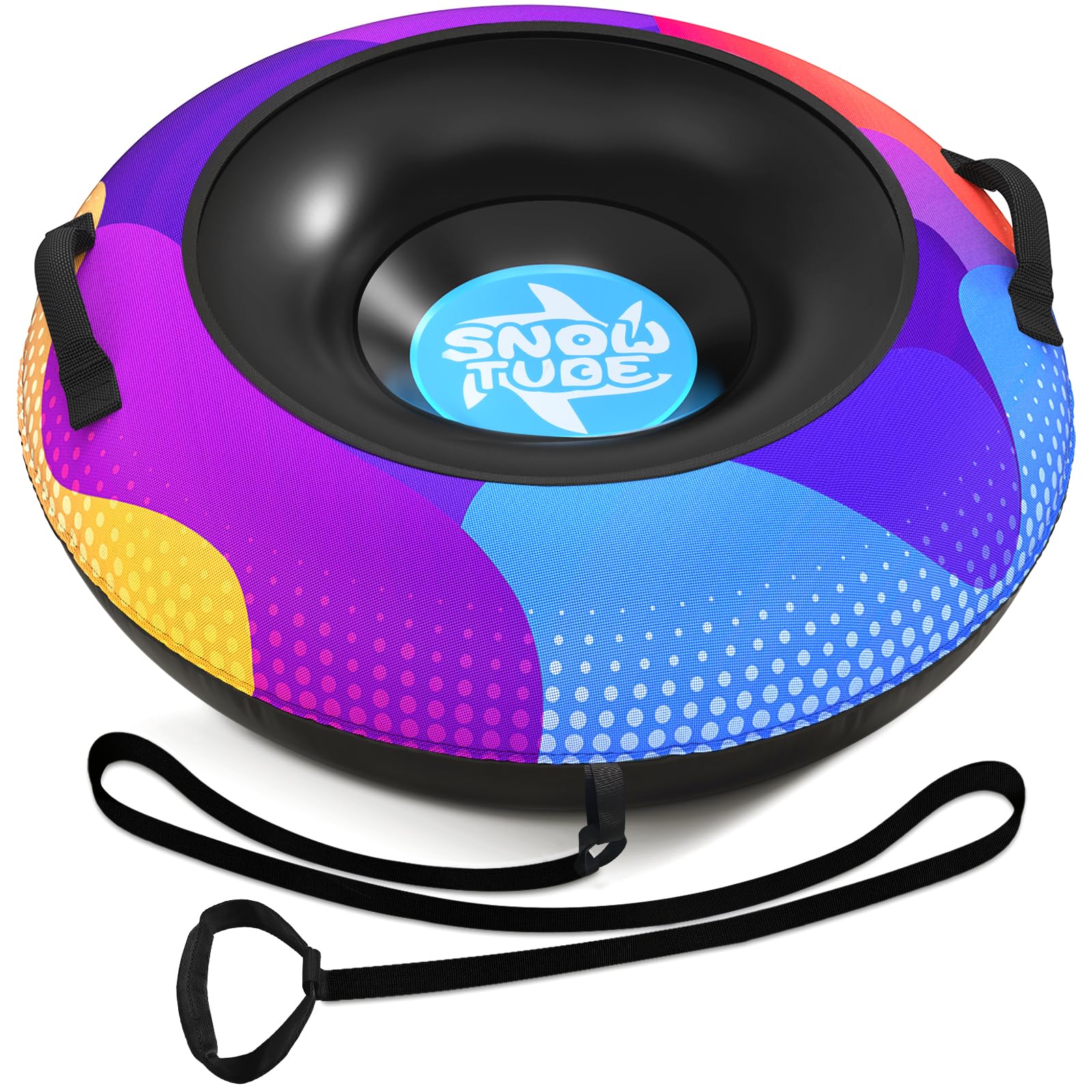 Photo 1 of Snow Tube,48 Inch Big Heavy-Duty Inflatable Snow Sled with Premium Canvas Cover for Kids Adults,Thickened Hard Bottom Sleds for Snow with Detachable Tow Strap,Winter Outdoor Fun Snow Toys Gifts