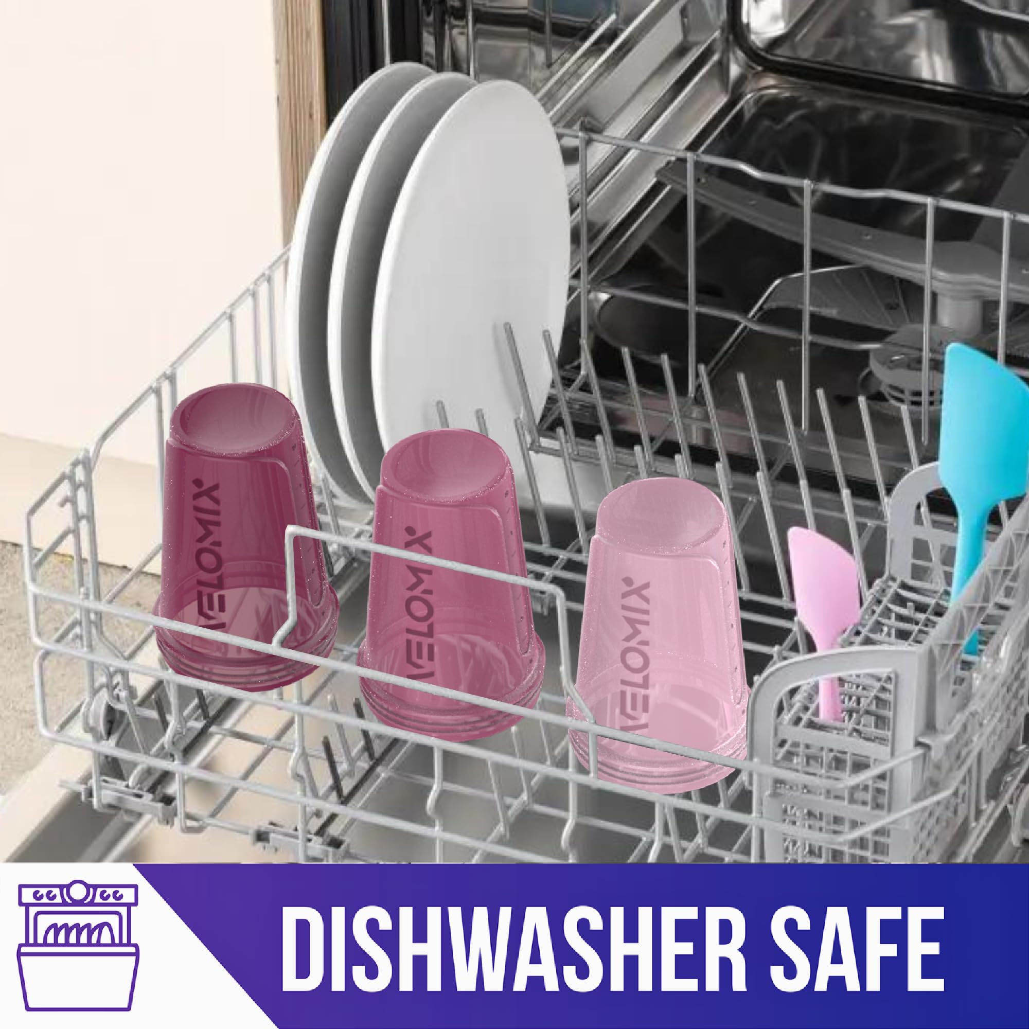 VELOMIX 4 PACK- 20 OZ Protein Shaker Bottles for Protein Mixes, Shaker Cups for Protein Shakes, Small Shaker Bottle Pack, Shaker Cup, Shakers for protein Shakes (Berry Blend)