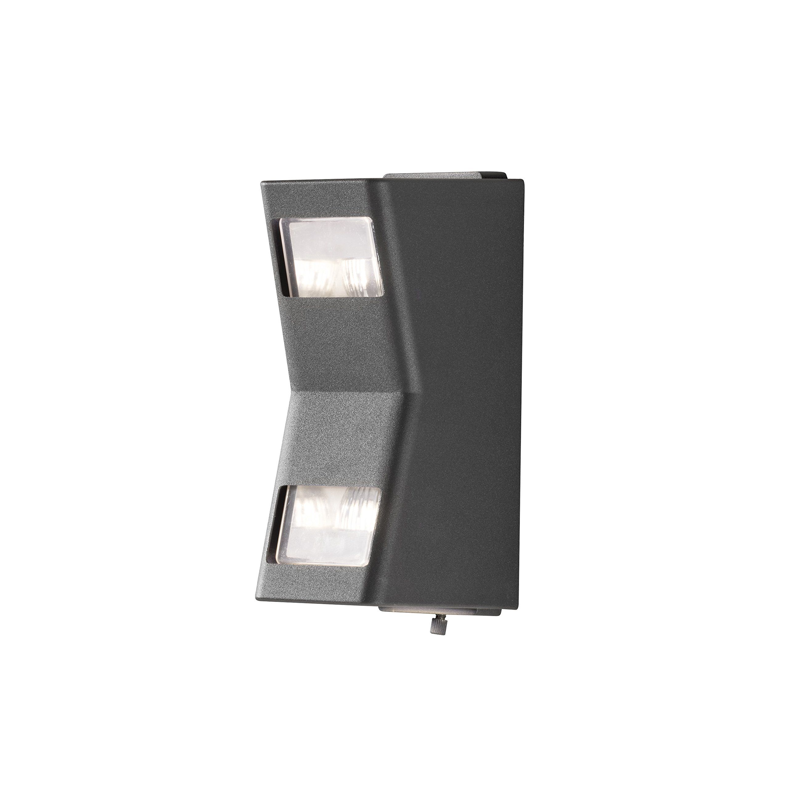Konstsmide Outdoor Wall Lights/Potenza Easy Fit Double Up Down Modern Outdoor Wall Lantern/2 x 6 W Max GU10 (Not Included) Wall Lamp/Clear Acrylic Glass/Aluminium/IP54/Outside Light Matt Anthracite