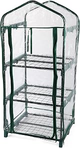 DIVCHI 3 Tier Greenhouse with Steel Frame Clear PVC Cover Indoors Outdoors view 2