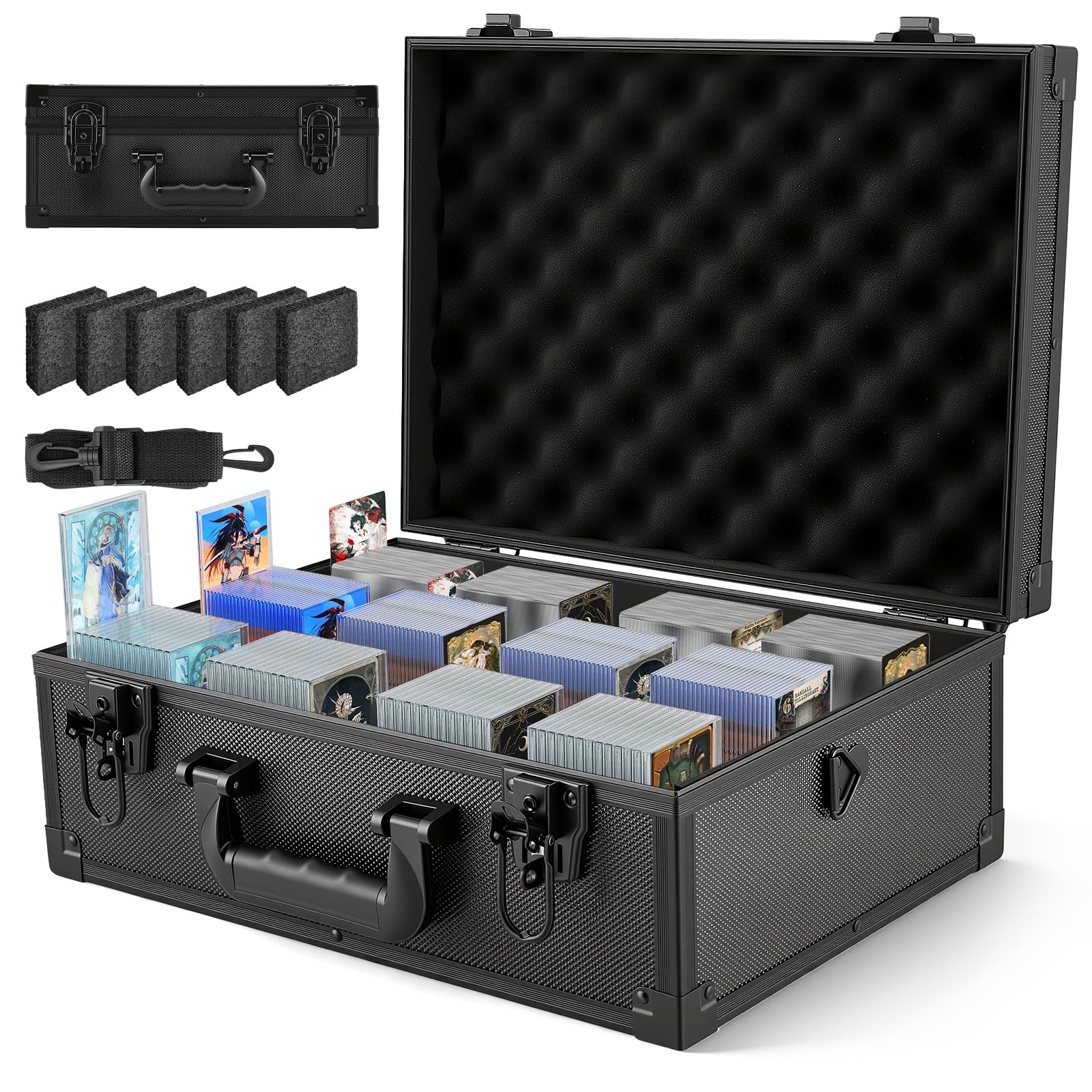 Yamvisa Toploader Storage Box for 600+ Cards, Lockable Card Case, Heavy-Duty Protection for Sports/Trading Cards, Padded Organizer Trading Card Case Sports Card Storage Box Card Holder