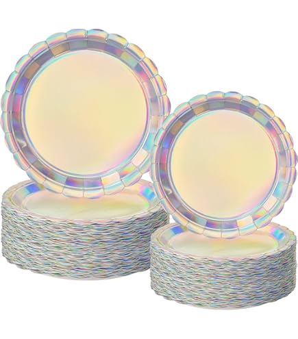 thumbnail image 2 of Happy Birthday Plates And Napkins Set Serve 50, Black And Iridescent Birthday Party Supplies, Disposable Paper Plates Napkins Cups, Birthday Tableware For Glitter Birthday Party Decorations 2 of 9