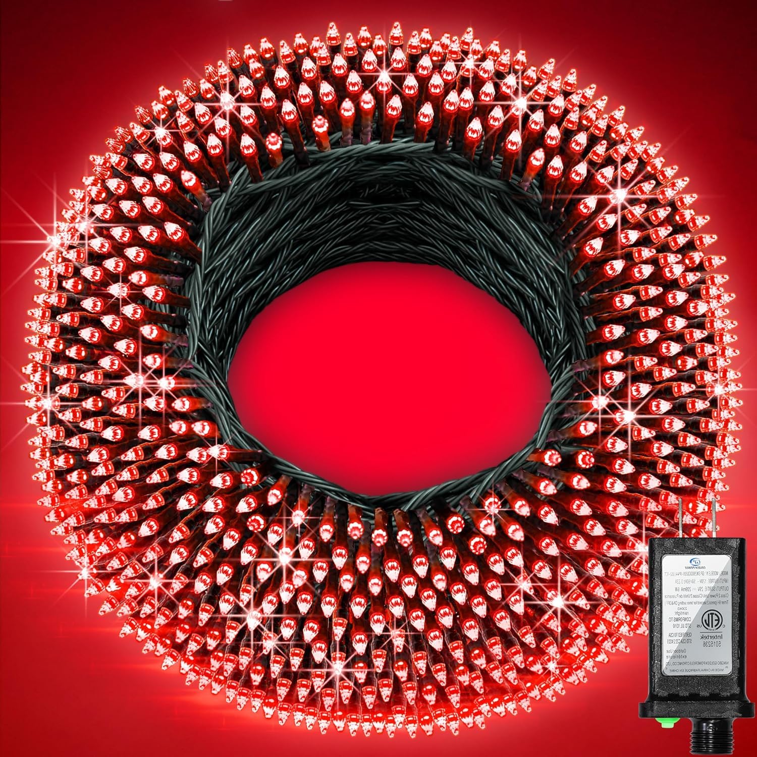 Photo 1 of 1500 LED 470FT Christmas String Lights Outdoor, 12 Pro Modes and Timer Memory & Brightness, Plug in Waterproof Dark Green Wire Twinkle Light for for Xmas Yard Tree Wedding Party Decor (Red)