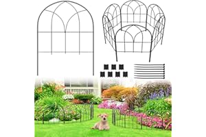Youpehom Small 12.55"*16.53" Decorative Garden Fencing Border, No Dig Fences Barrier, Black Metal Fence, Garden Edging Fence Panel, Dog Fence Outdoor for Yard, Flower Bed (6 Pcs)