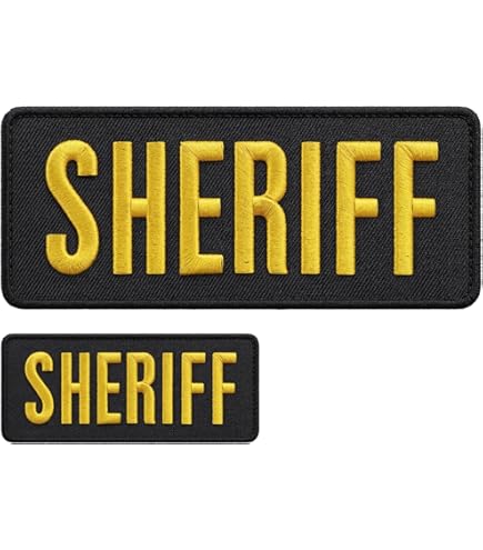 SHERIFF パッチ RG/黄 大小セット Amazon.com: Sheriff Embroidery Patch 3X8 and 2X6 INCHES Hook OD