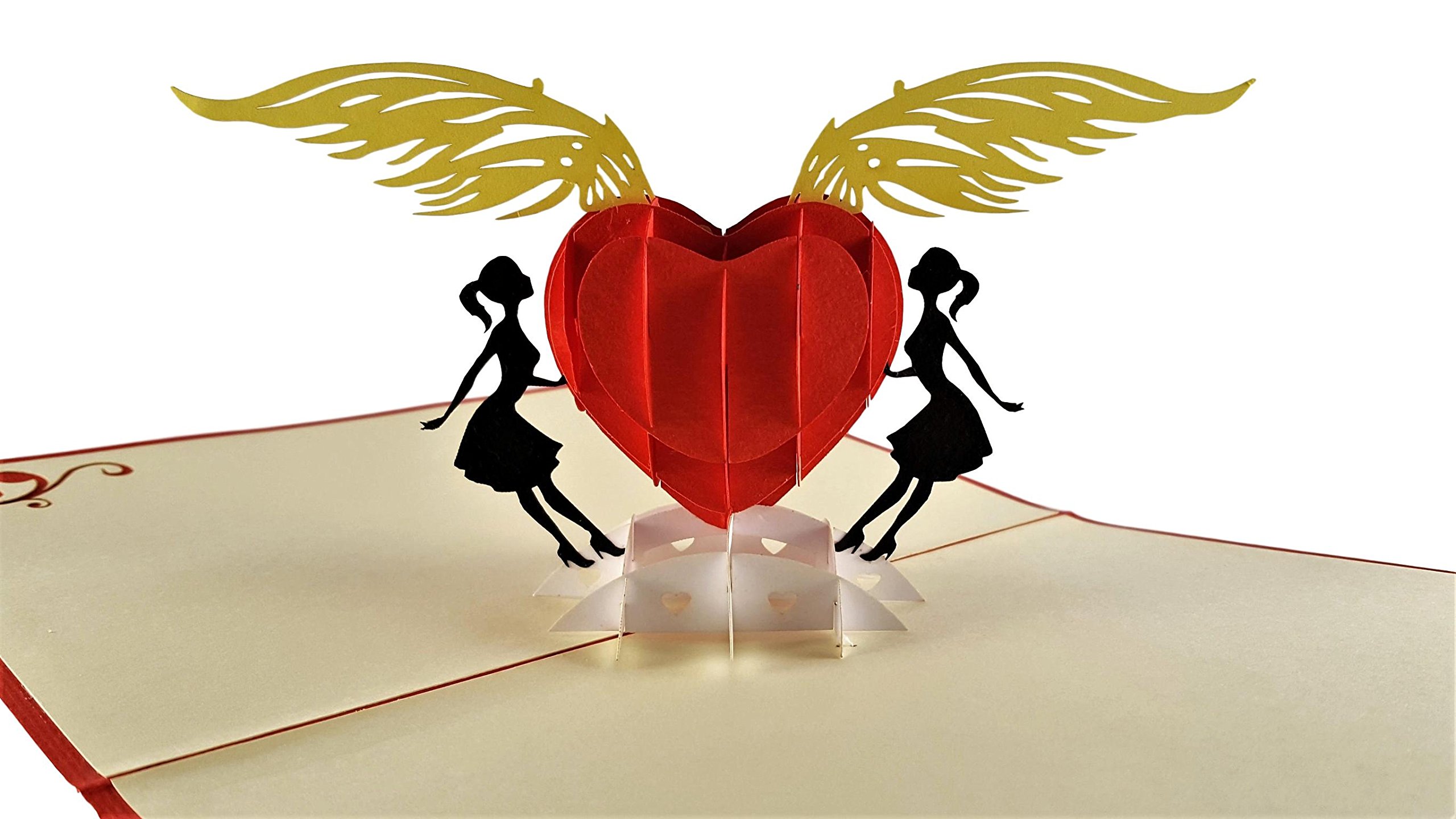 iGifts And Cards Lesbian Valentine’s Day 3D Pop Up Greeting Card - Pride, LGBT, Women, Love, I Love You, Soul Mate, Rainbow - Folds Flat - Wedding, Valentine's Day, Engagement