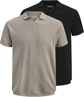 Jjhill Knit Split Neck Ss26 2Pk MP, Danseur de Nuage, XS (Pack de 2) Homme