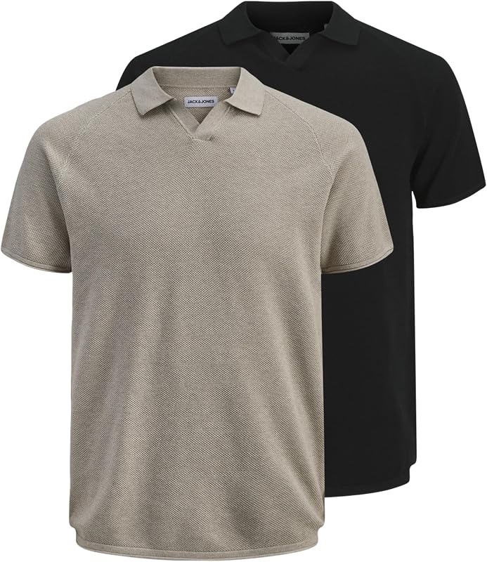 Jjhill Knit Split Neck Ss26 2Pk MP, Danseur de Nuage, XS (Pack de 2) Homme