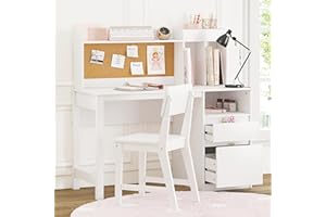 Spirich Kids Desk and Chair Sets, Kids Study Desk Set with Hutch and Storage, Children Wooden Study Table for 5-12 Years Old, Student Writing Table Computer Workstation