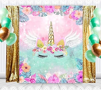 Amazon Com Mehofoto Unicorn Backdrop 6x7ft Vinyl Pink Purple