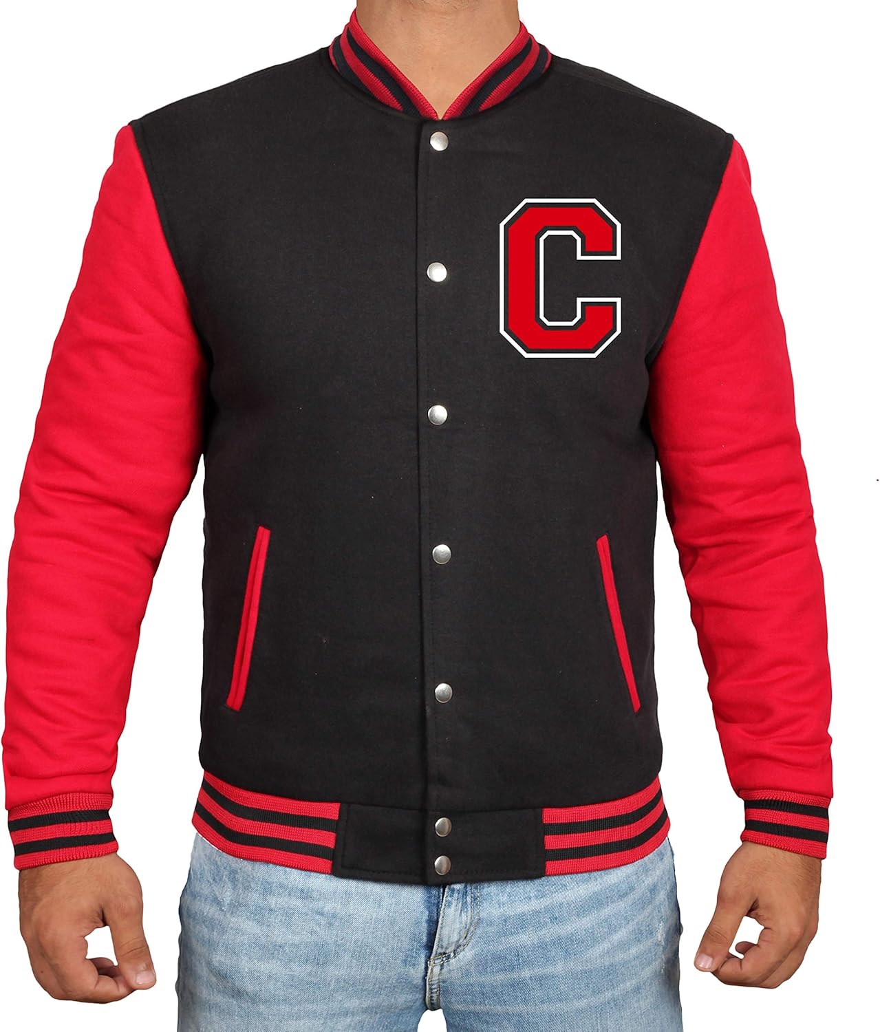 Black And Red Letterman Jacket Men - High School Varsity Mens Baseball Jacket at  Men’s Clothing store